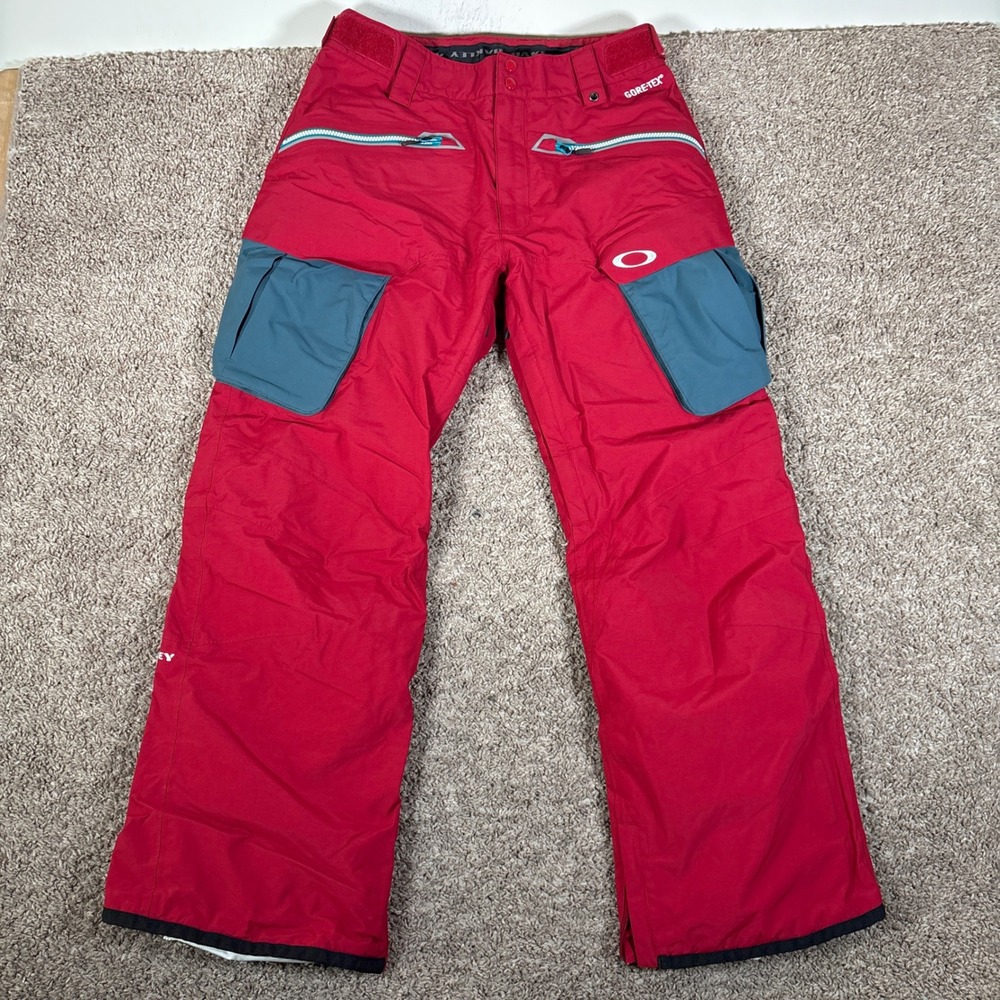 Oakley Pro Series Gore-Tex Red Snow Pants Mens Medium RECCO Waterproof Cargo